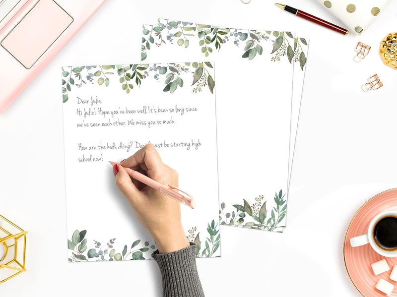 THiNKABLE Leaf Theme Paper Stationery, Greenery Letterhead Paper 8.5 x 11 Inches, 50 Sheets, Elegant Writing Paper, Pretty Stationary Paper, Decorative Printer Paper - Image 2
